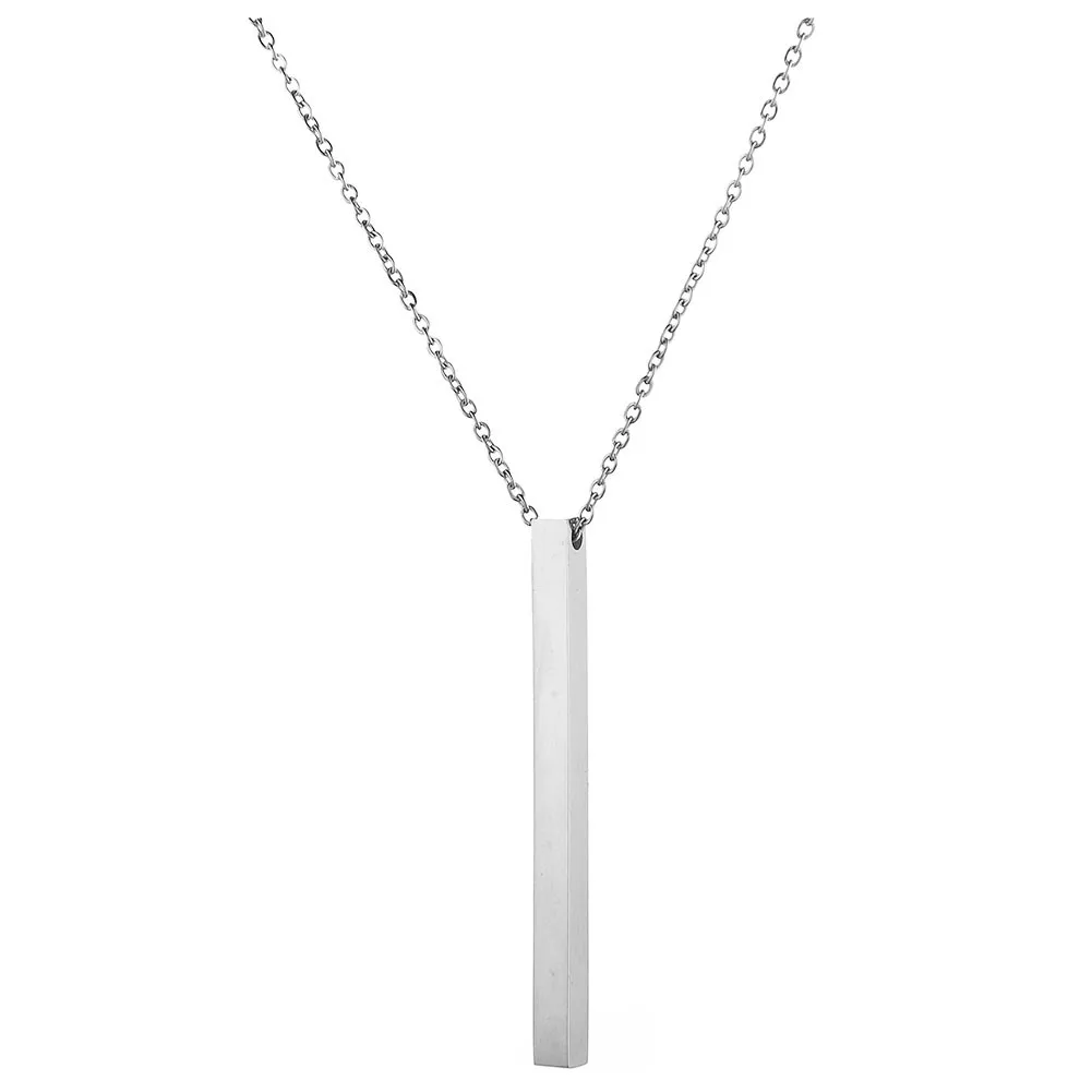 Silver Color Модные длинные Подвески ожерелье s минималистичные ювелирные изделия розовое золото цвет нержавеющая сталь квадратный бар ожерелье для женщин и мужчин - Окраска металла: Silver Color