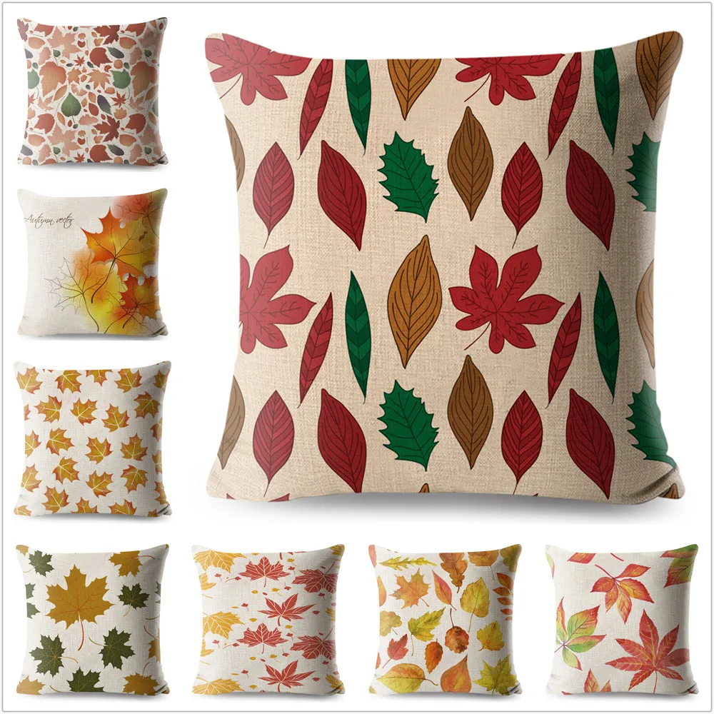 The Maple Leaf Pillow Case Plant Linen Cotton 45*45 cm Pillowcase for