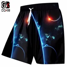 OGKB пара Купальник одежда шорты для мужчин Harajuku 3d Принт Галактика доска пляжные шорты для мужчин фитнес тренировки эластичные брюки