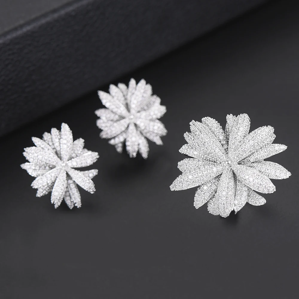GODKI Newest Famous Brand Luxury Fireworks Daisy Flower Cubic Zironia CZ Jewelry Sets For Women Wedding Dubai Bridal Jewelry Set