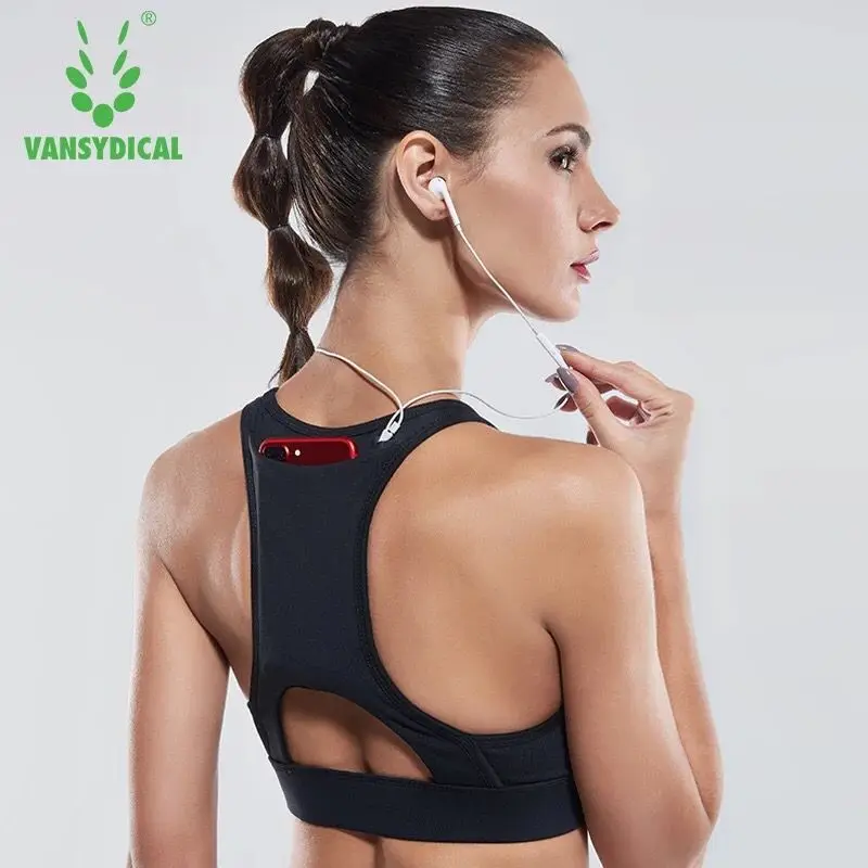 Vansydical Sexy Women Sports Bras Shockproof Padded Gym