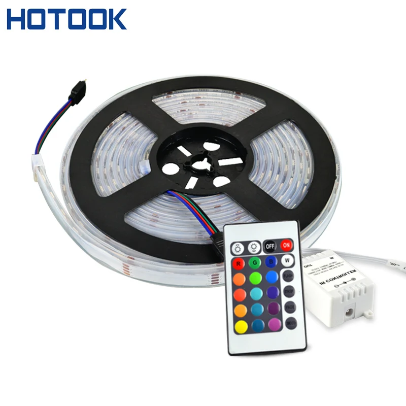 

RGB Led Strip 5050 Waterproof IP67 5M 300Led SMD 60LED/M Lamp Flexible Rope Light Tape Pasek DC 12V 24key IR Remote Controller