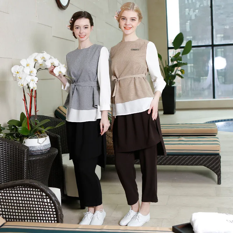 

2018 Spring/Summer New Work Uniform Women Beauty Salon Business Wear Health Club Career Apparel Tea House Workwear Free Shipping