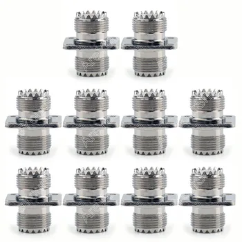 

Areyourshop Sale 10Pcs Adapter UHF Female To SO239 Jack 25.4mm Flange Panel Mount RF Connector F/F