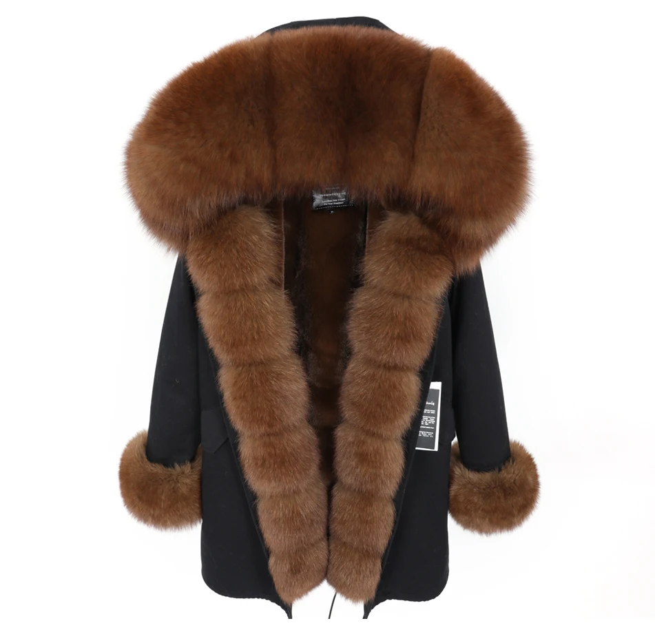 Maomaokong2019 Новая зимняя Женская куртка с воротником из натурального Лисьего меха, длинная теплая Модная куртка, Женская парка, верхняя одежда