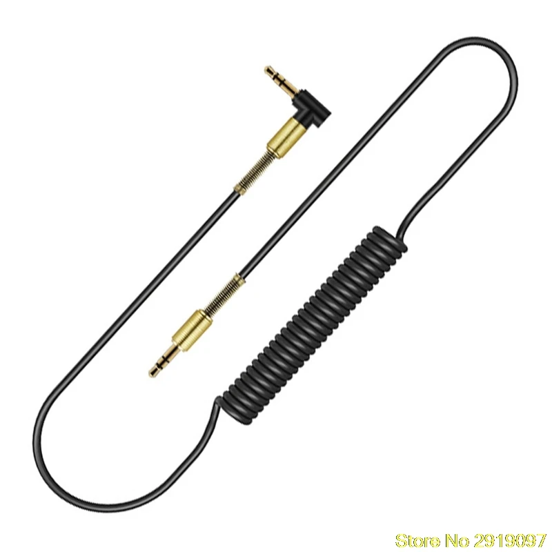 

1PC 3.5mm Male To Male 90 Degree Angle Audio Aux Spring Cable For Car Stereo MP3 PC