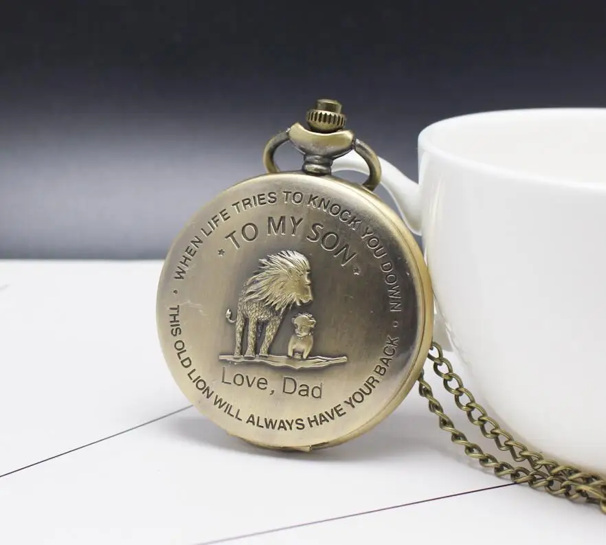 Bronze para o Meu Presente de Formatura para o Meu Presentes para Crianças Relógios de Bolso Relógio de Presente Quartzo Amor Filho Colar Pai