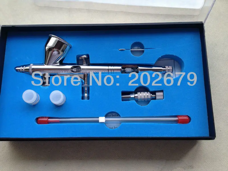 New Spray DUAL ACTION Nail Airbrush Kit Gun Paint Adjustable 0.2mm