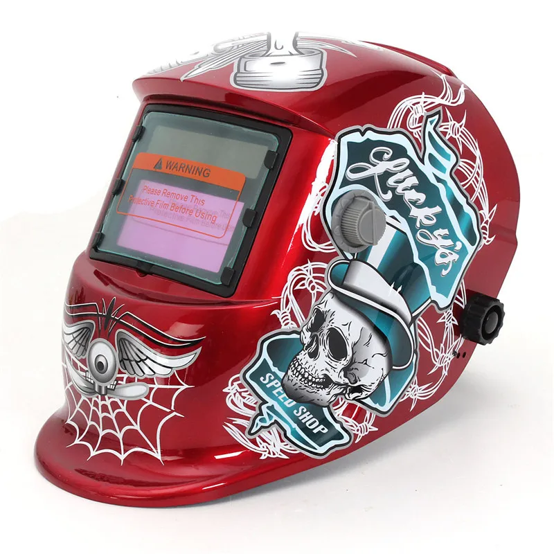 Красный Стандартный дизайн солнечный шлем заварки автоматического затемнения электрический шлифовальный сварки лицо маска сварщика