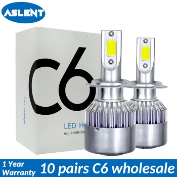 

ASLENT 10 pairs/lot C6 Wholesale Car Headlight H7 LED H4 Bulb H1 H3 H11 H8 H9 HB3 9005 HB4 9006 9004 9007 Fog Lights Auto lamp