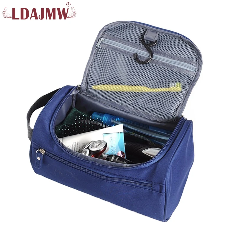 Ldajmw للماء النايلون الرجال شنقا ماكياج حقيبة السفر المنظم التجميل الضرورات يشكلون حالة غسل أدوات الزينة حقيبة