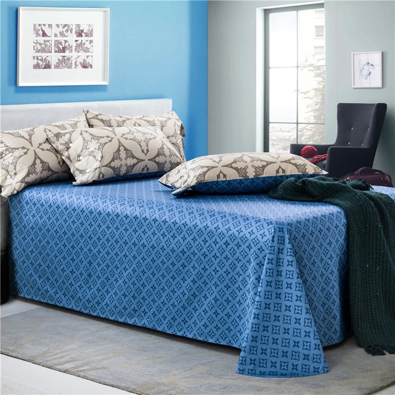 Waliicorners 4pcs 100%Cotton Printed Bedding set Button Duvet Cover set Bedsheet Pillowcases Queen King Size bed linen 61 kz011107-3