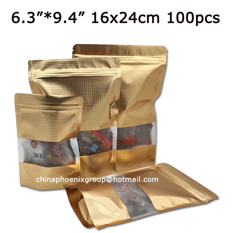 Buy 2016 hot seal golden Aluminum foil Zip Lock Stand