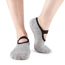 Brothock напрямую от производителя, хлопковые балетки круглый носок женские носки для йоги трансграничной взрыв non-slip с завязкой и открытой спиной Носки