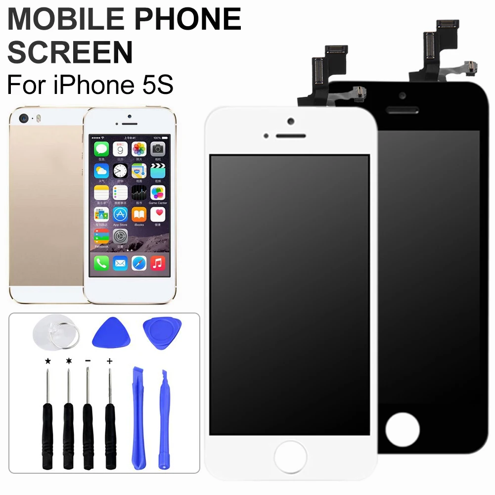 Высокое качество ЖК-дисплей для iPhone 5/5S сенсорный экран Замена стекло Сенсорная панель дигитайзер сборка с механический Съемник