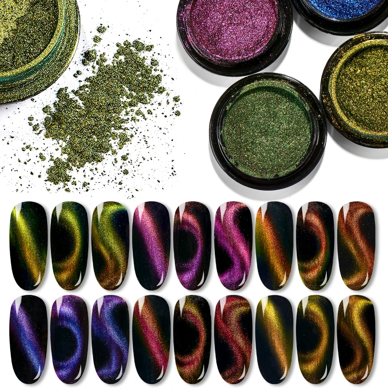 

T-TIAO CLUB Nail Glitter Powder 5D Cat Eye Magnet Magnetic Nails Dust Mirror Effect Pigment Nail Art DIY Manicure Decorations