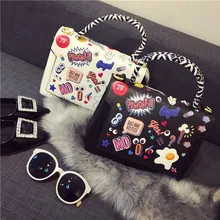2016 Hot Sale Single Cell Phone Pocket New European Small Fragrant Bag All-match Spoof Badge For Graffiti Shoulder Messenger