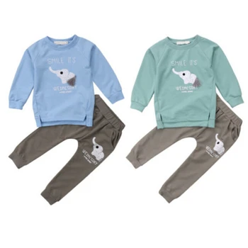 

2018 Newest Baby Boy Clothing Newborn Kid Boys Girls Long Sleeve Elephant Printed Tops+Long Pants Hot Baby Girl Cotton Clothes