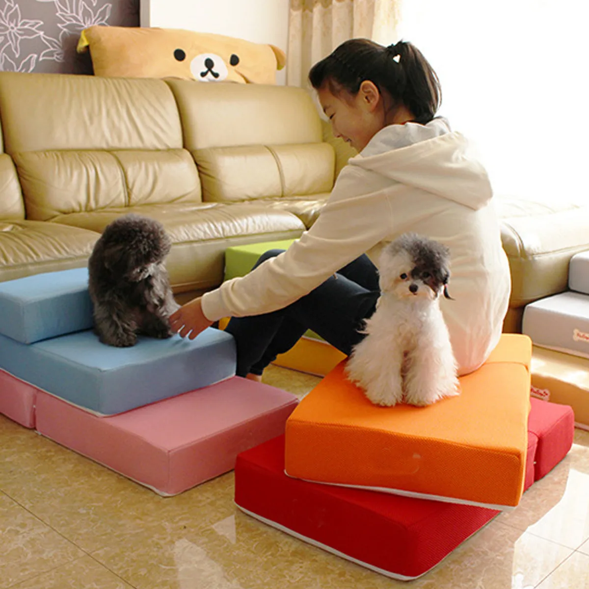 

6 colors Folding Breathable Mesh Pet Ramp Stairs Pet Steps For Dog Puppy Cat Little Small Animal Mat Detachable with Cover