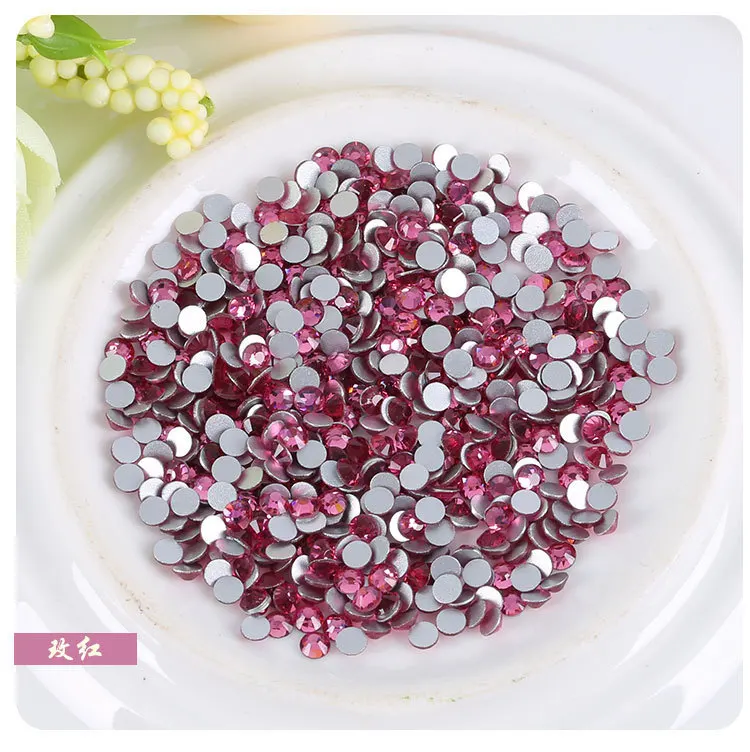 ss3-ss34 Rose red color 3D round shape super flash top crystal glass Non HotFix FlatBack Glass nail art rhinestones MJP022 | Дом и сад