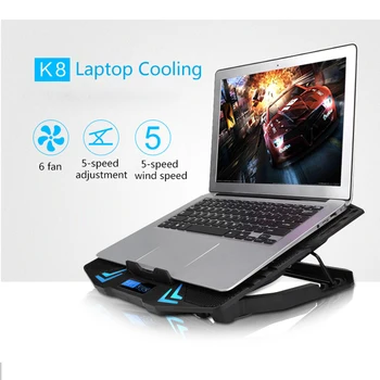 

Laptop Cooling Pad Cooler with 6 Cooling Fans 2 USB Ports For 12-15.6 inch Notebook Stand Cooling Cracket Base Pad
