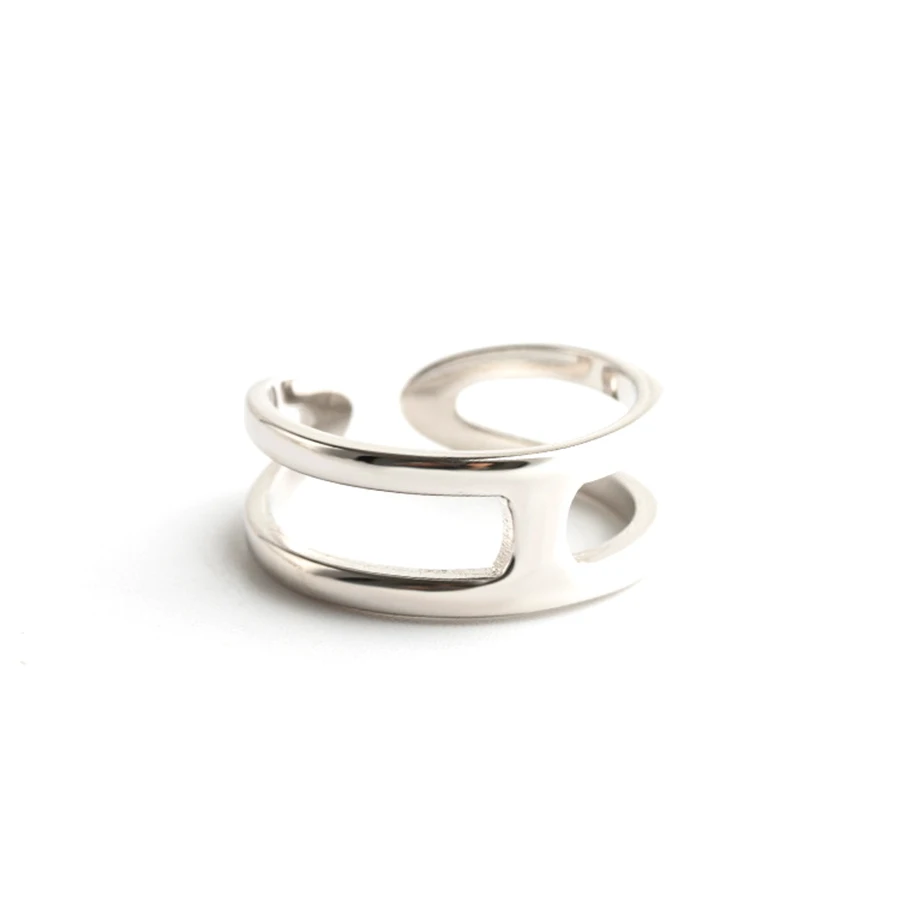 

OneQuarter Open Adjustable Silver Rings S925 Sterling Silver Geometric Women Rings Trendy Personality Rings Jewelry High Quality