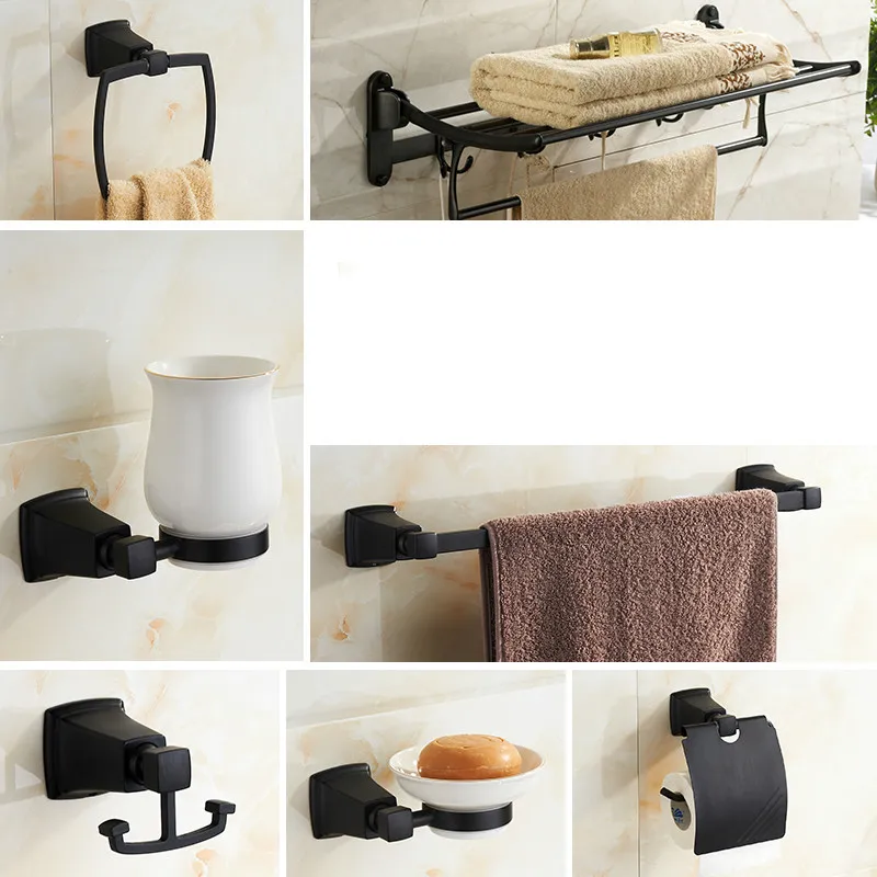 

Black Metal Pendants Bathroom Hardware Set Arbitrary Collocation Stainless Steel Towel Rack Vintage Pendant Bathroom Accessories