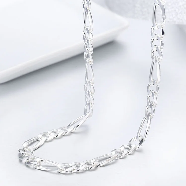 20-24" Pure Real 925 Sterling Silver Figaro Chains Necklaces Women Men Jewelry Boy Friend Gift 50cm-60cm 5.5mm Colier Wholesale