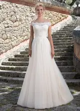 2017 Simple A Line Off Shoulder Lace Tulle Wedding Dresses robe de mariee White Ivory Bridal Wedding Gown Vestido De Noiva
