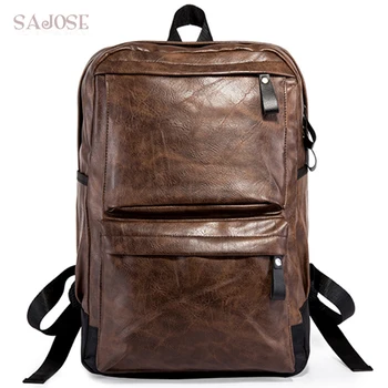 

Backpack School Bags For Teenage Men PU Leather Business Shoulder Bags Fashion Brown High Quality Male Computer Travel Rucksack