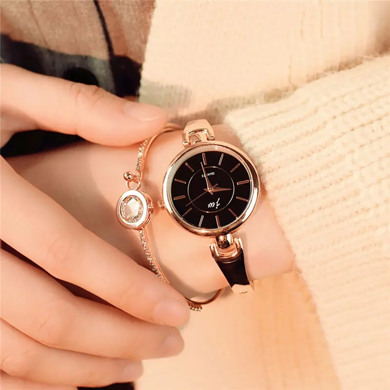 JW брендовые роскошные часы с кристаллами из розового золота, женские модные кварцевые часы с браслетом, ЖЕНСКИЕ НАРЯДНЫЕ часы, Relogio Feminino orologio donna - Цвет: Черный