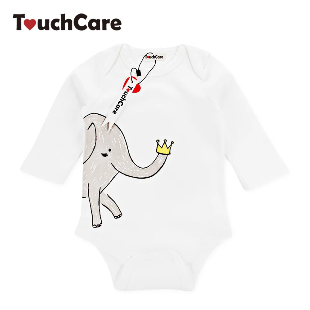 Infant Cute Cartoon Animal Elephant Printed Baby Boy Girl Rompers Newborn Soft Cotton Kids Jumpsuit Long Sleeve Toddler Clothes 2 layers newborn cartoon colorful baby boy girl bibs infant soft cotton toddler animal burp cloth waterproof saliva scarf towel