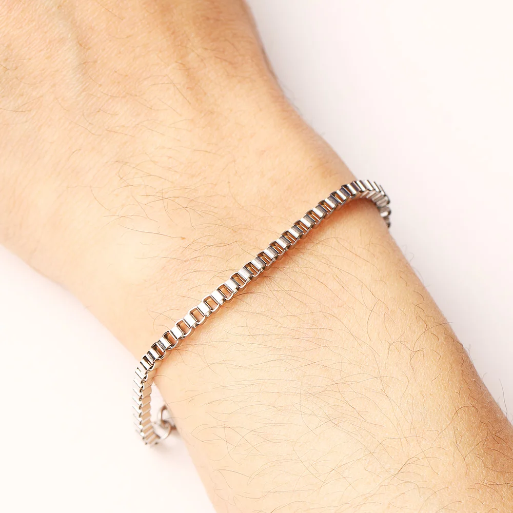 CACANA Stainless Steel Chain Bracelets For Man Women Gold Silver Color For Pendant 0.3cm Square Buckle Donot Fade Jewelry A1205