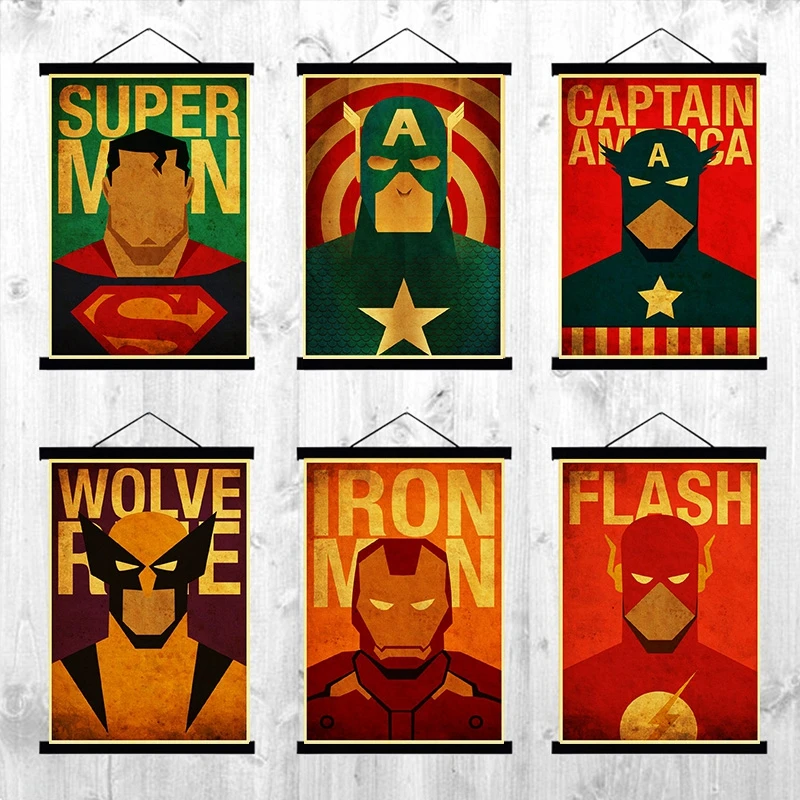 

Minimal Heros Comics Marvel Avengers Super Heroes Movie Poster Art Printed Children's Bedroom Wall Decor Home Art