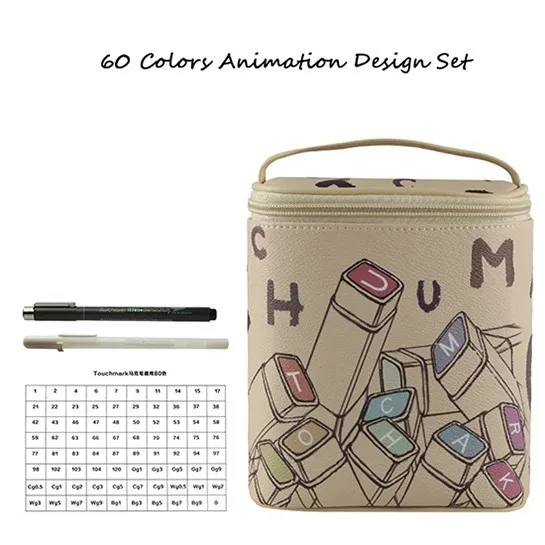 60 Animation Set Touchmark 30/40/60/80 Цвет двойной головкой набор маркеров для живописи алкоголя эскиз Маркеры Ручка для художника для рисования манга дизайн искусство Сделано в Китае - Цвет: 60 Animation Set