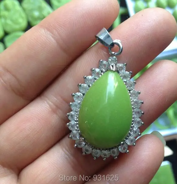 Natural Fluorite Luminous Stone Carved Water Dropping Lucky Pendant