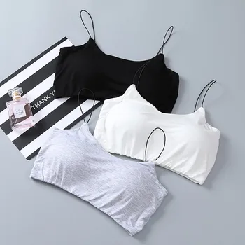 

Women bralette tops Sexy Wireless Bra Vest Breathable Chest Pad Wearing Sports Underwear キャミソール Roupa interior das senhoras #E