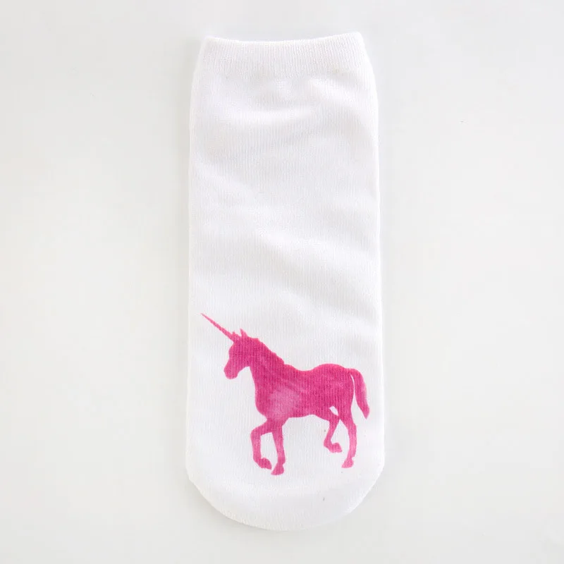 Trend Cute 3D Print Socks Women Ankle Socks Cartoon Animal Unicorn 3D Printing Sock Art Socks female