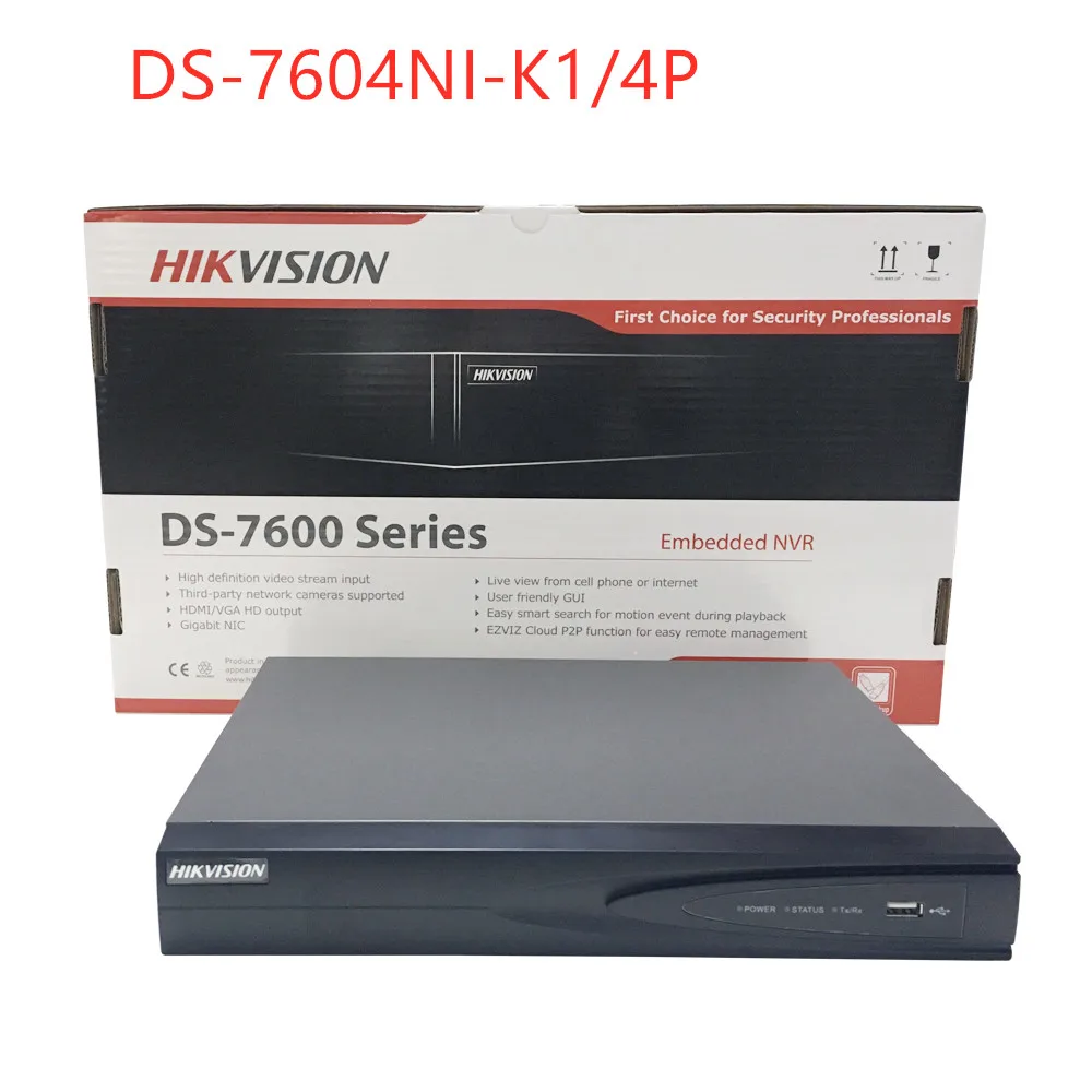 Hikvision DS-7604NI-K1/4 P DS-7608NI-K2/8 P DS-7616NI-K2/16 P 4K NVR 1/2SATA с 4/8/16 POE портами встроенный Plug& Play H265 NVR