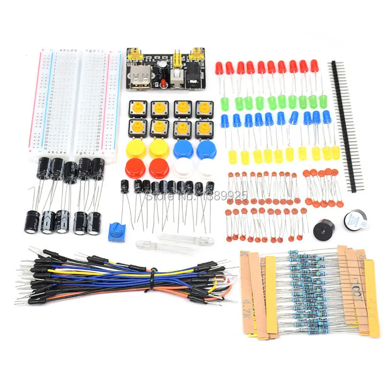 

Starter Kit Electronic Fans Kits Breadboard Cable Resistor Capacitor LED Potentiometer For UNO R3