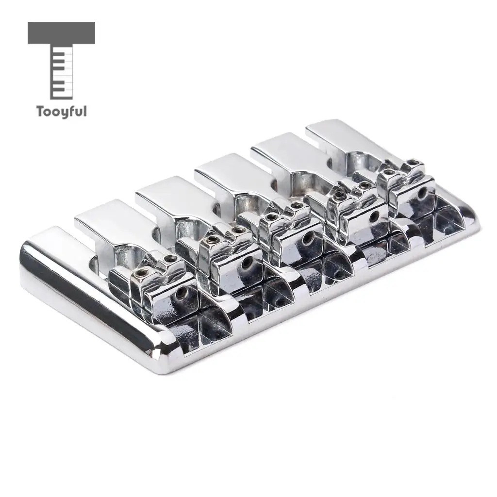 Tooyful Chrome Zinc Alloy L Shape 5 String Bass Bridge with Screws Wrench for Electric Bass Guitar Parts