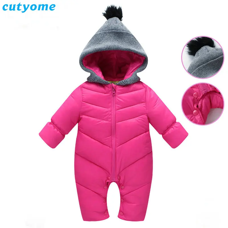 

Cutyome Winter Newborn Baby Down Rompers Hooded Long Sleeve Warm Jumpsuits For Infant Kids Boys Girl Christmas Thick Clothes