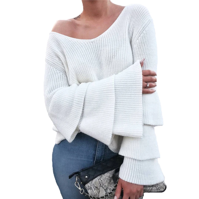 Blanco Suéter de Punto Mujer Otoño Invierno 2017 de Las