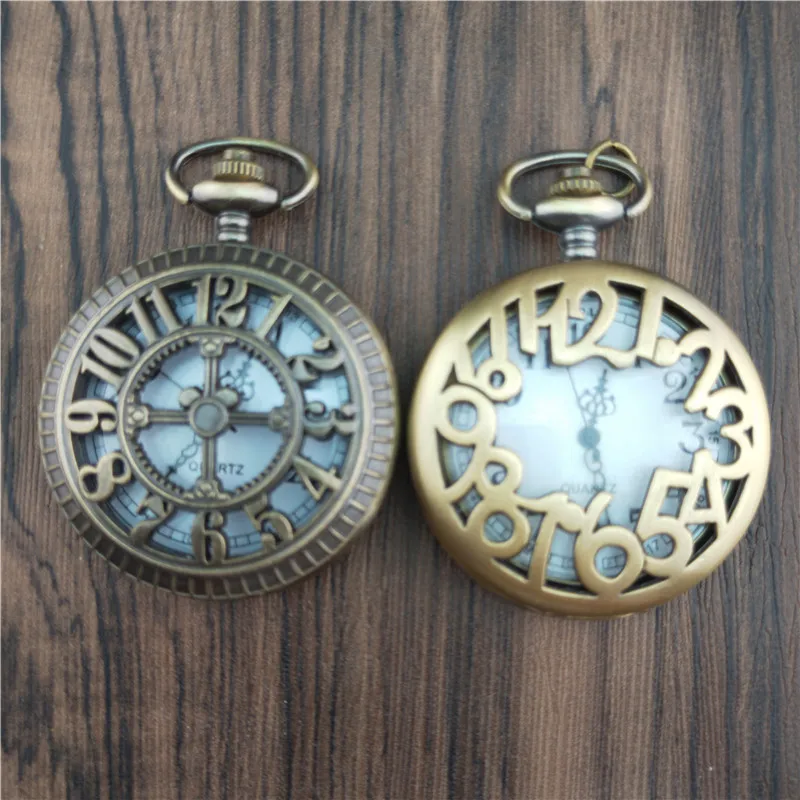 Стимпанк Модные Винтажные бронзовые полые крест и цифровые карманные часы ожерелье кулон часы мужские и женские подарок Fob часы
