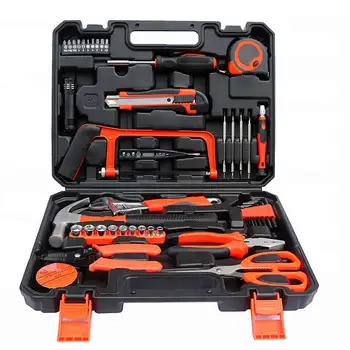 

45 pcs Garage and Home Tool Kit with Claw Hammer Wrench Pliers Screw Bits Tool Set in Box For Home Office Yard garden