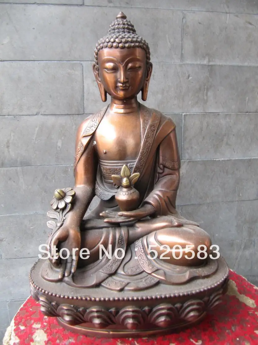 

free Tibet buddhism pure red bronze worship sakyamuni Bhaisajyaguru Medicine Buddha fast
