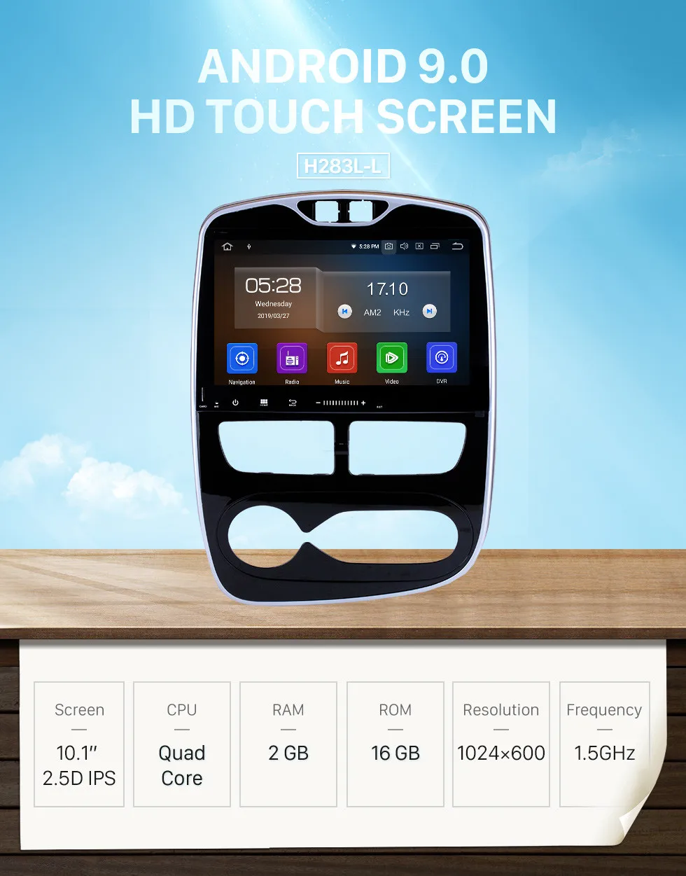 Sale Harfey 10.1 Inch Android 9.0 GPS Navi HD Touchscreen Auto stereo Bluetooth for Renault Clio Digital/Analog (MT) 2012 2013-2016 0