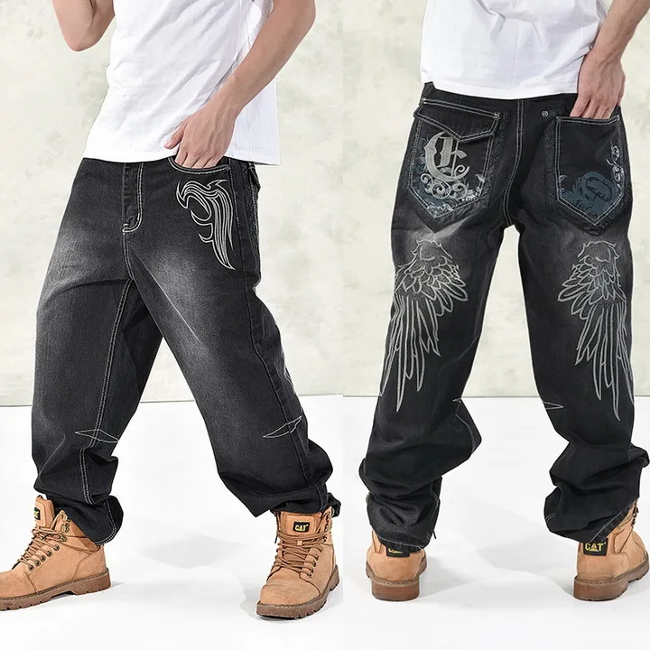 hot new large size jeans fashion loose jeans hip-hop casual  jeans wide leg jeans