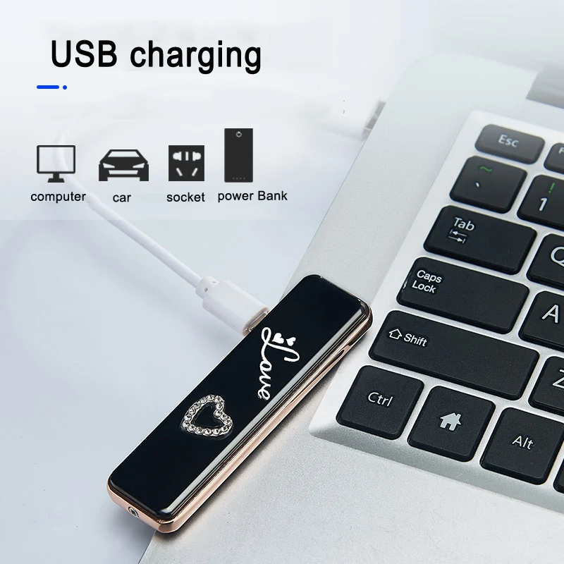 Мини USB аккумуляторная дуговая зажигалка ветрозащитная Бездымная беспламенная