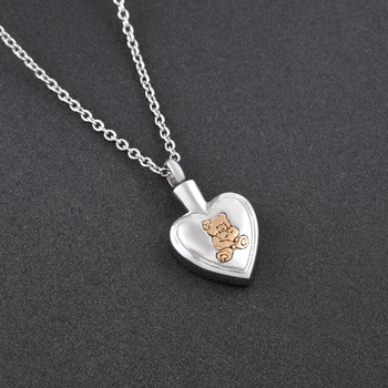 

IJD9837 Newest Silver Teddy Bear Cremation Jewelry Pendant Urn -Pet Animal Keepsake Pendant for Cremation ashes